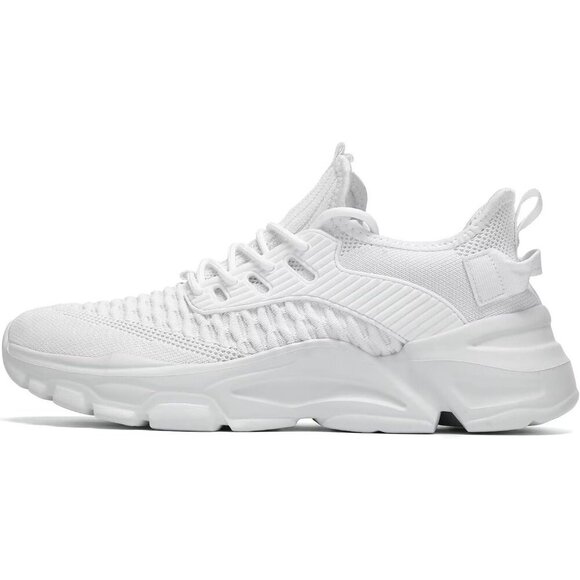 Men's Mesh White Non Slip, Breathable, Athletic Sports Fashion Sneakers Shoes - Picture 3 of 7